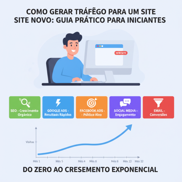 Como Gerar Tráfego para Site Novo: Guia Prático para Iniciantes em 2026
