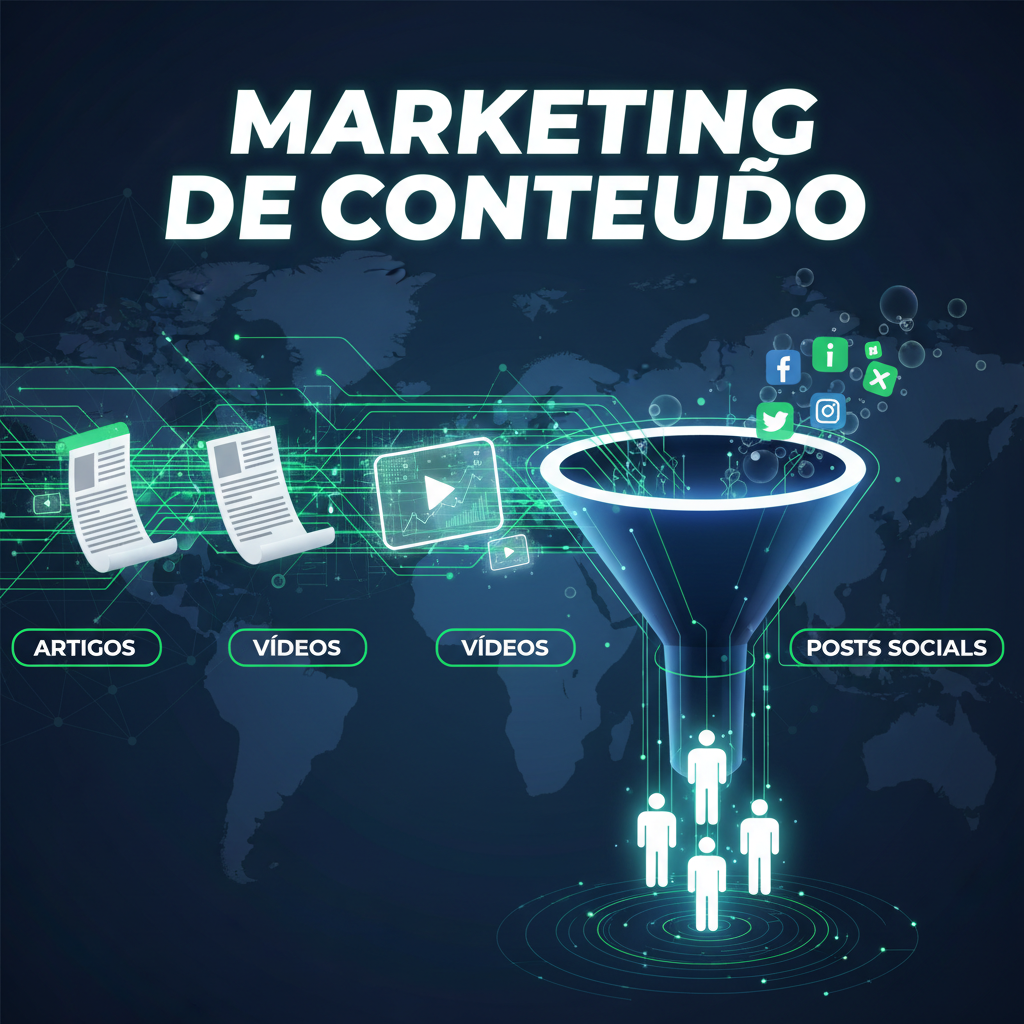 Infográfico detalhando o que é Marketing de Conteúdo e como ele alimenta o funil de vendas digital