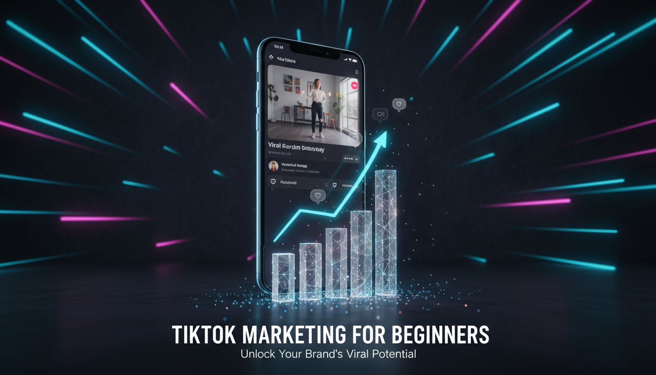 Smartphone exibindo interface viral conectada a gráficos de vendas em ascensão, ilustrando o marketing no TikTok.