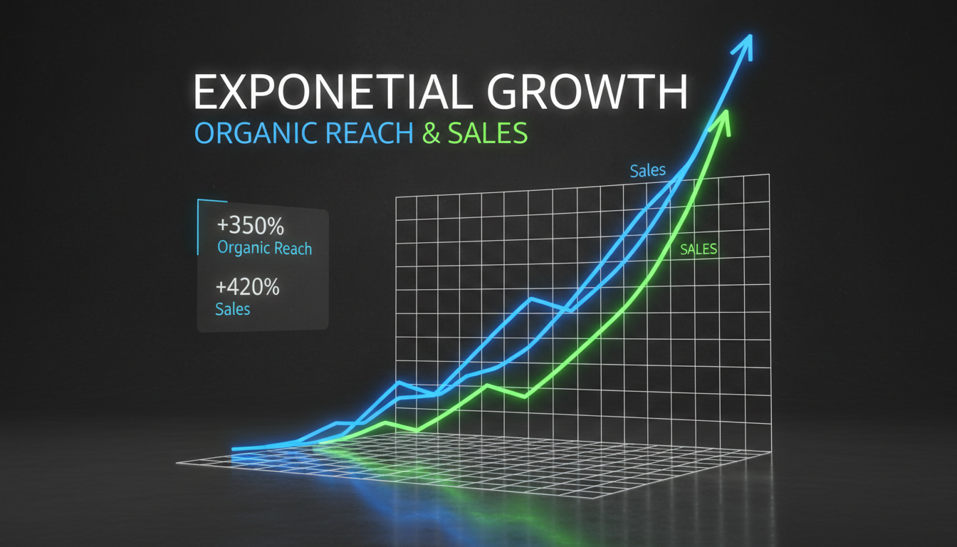 Gráfico corporativo mostrando o crescimento do alcance orgânico e vendas no TikTok em 2026