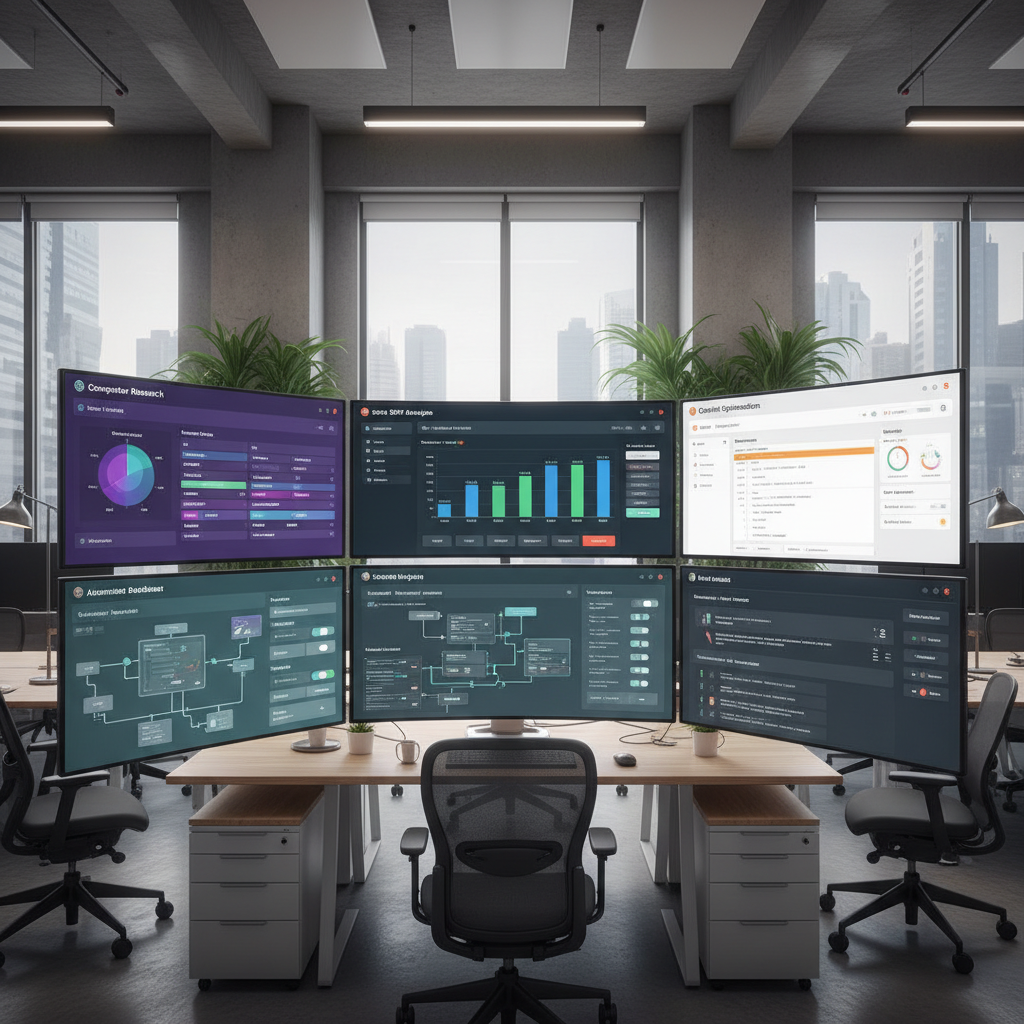Dashboard com métricas de IA aplicada ao SEO, CTR, tráfego orgânico e crescimento