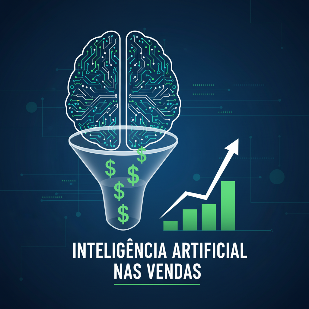 Infográfico sobre Inteligência Artificial nas Vendas mostrando aumento de produtividade e lucro