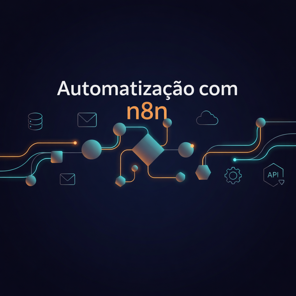 Interface do n8n com um workflow de automação de processos